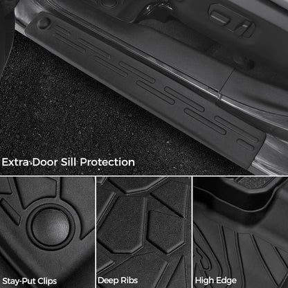 Floor Mats for Jeep Cherokee 2019-2023, All Weather Floor Mats Trunk Cargo Liner with Backrest Protectors and Door Sill Guards Accessories, Full Coverage Set