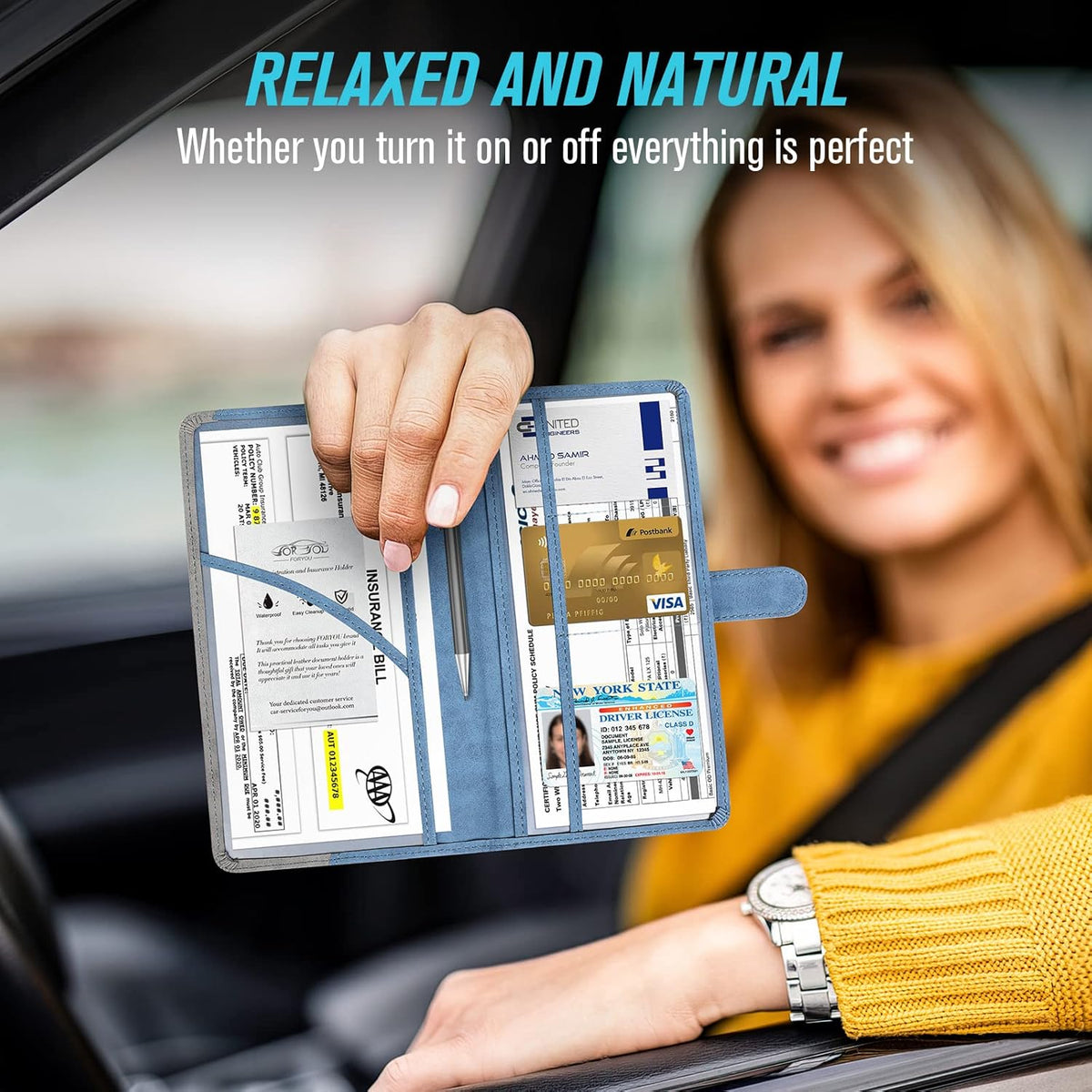 foryou Car Registration and Insurance Holder Car Document Holder Registration and Insurance Card Holder for Cards, Driver License & other Essential Documents(Purple Pink)