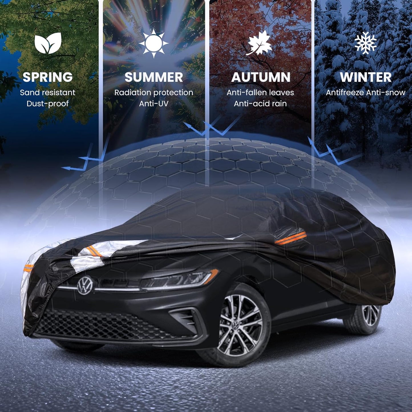 Large SUV Car Cover for Chevy Suburban 100% Waterproof All Weather, Heavy Duty Outdoor Full Exterior Covers Rain Sun Wind UV Protection. - Colors B