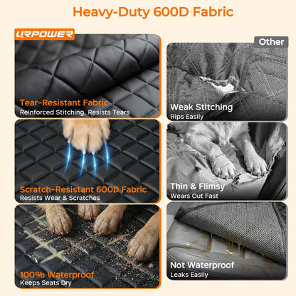 URPOWER Dog Car Seat Cover for Pets 100% Waterproof Seat Cover Hammock 600D Heavy Duty Scratch Proof Nonslip Durable Soft Back Seat Covers for Cars and SUVs