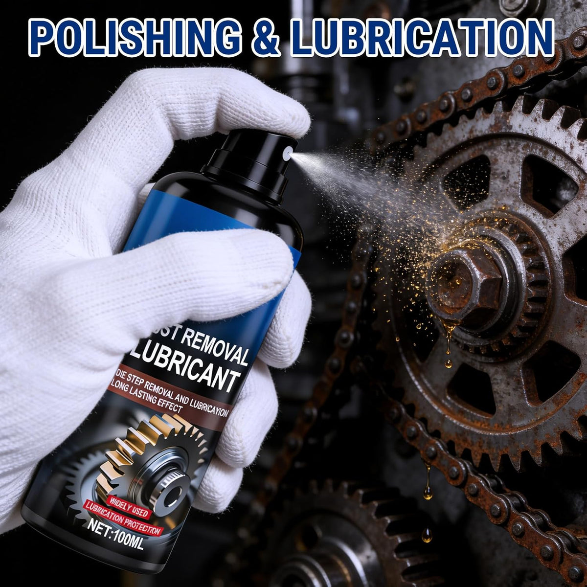 2Pcs Rust Remover Spray for Metal, Iron Rust Stain Remover, Multi-Functional Quick-Acting Powder Remover Spray for Vehicles, Tools, Chains