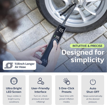 Ventus Pro Tire Inflator Portable Air Compressor, 3X Faster, 150PSI Air Pump for Car Tires, Tire Pump, with 12V DC Cord for Trucks & Off-Road Tires, Auto Shut Off-by Woowind
