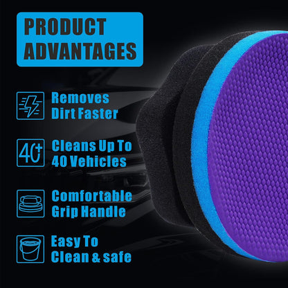 Synthetic Clay, 2-Pack Hand Clay Bar Pad for Car Auto Detailing, Cleansing, Paint Surface Prep Tool for Waxing & Polishing (Blue Purple)