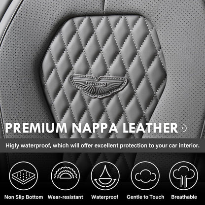 Coverado Seat Covers, Car Seat Covers Full Set, Black Car Seat Cover, Car Seat Covers Front Seats Back Seat Cover, Waterproof Car Seat Cushion, Leather Seat Covers Seat Protector Fit for Most Cars