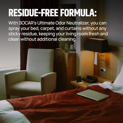 SOCAR - Odor Neutralizer Eliminates odors for Home, Office, Gym, Car. Eliminates Odors from Pets, Cooking, Sports Gear, Urine, Vomit & Unwanted, Strong Odors 32oz Liquid Spray