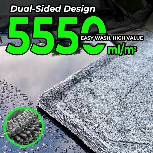 SHSCLY Compact Car Drying Towels, 2 Pack Twist Loop Microfiber Towels, Lightweight and Easy to Control, Highly Absorbent for Cars, Glass, Mirrors and Interior, 20 x 24 Inch