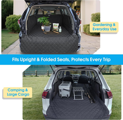 ALLANSING SUV Cargo Liner for Dogs - Heavy-Duty 900D Oxford Waterproof Pet Cargo Protector with 3-Sided Zippered All-Round Protection & TPU Suction Cups, Fits Compact SUVs