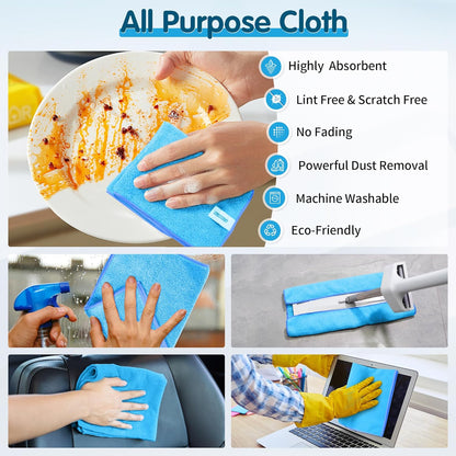 FIXSMITH Microfiber Cleaning Cloth - Pack of 50, Microfiber Towels for Cars 16 x 12 in, Highly Absorbent Cleaning Rags, Lint-Free, Streak-Free Cleaning Cloths for Car Kitchen Home Office