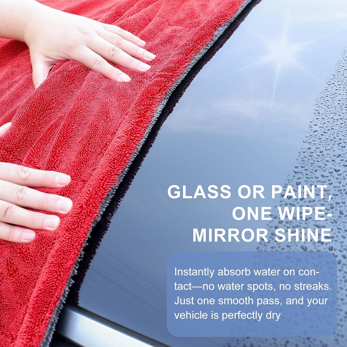 2 Pack XL Car Drying Towel – 1300GSM Ultra Absorbent Microfiber, 24"x36" Large Size, Twisted Loop, Lint-Free & Streak-Free for Auto Detailing, Car, SUV, Truck (Gray-Gray)