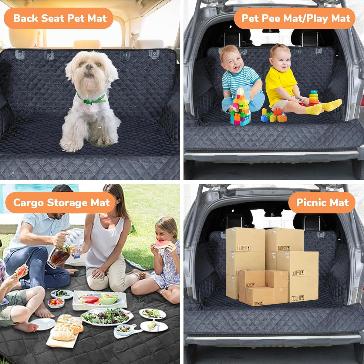 SUV Cargo Liner for Dogs, 200 * 135cm Pet Dog Car Seat Cover with Side Flaps for SUVs Backseats, Dog Car Trunk Seat Protector Cover Mat for Universal Car Trunk Pet (79inch*53.14inch)
