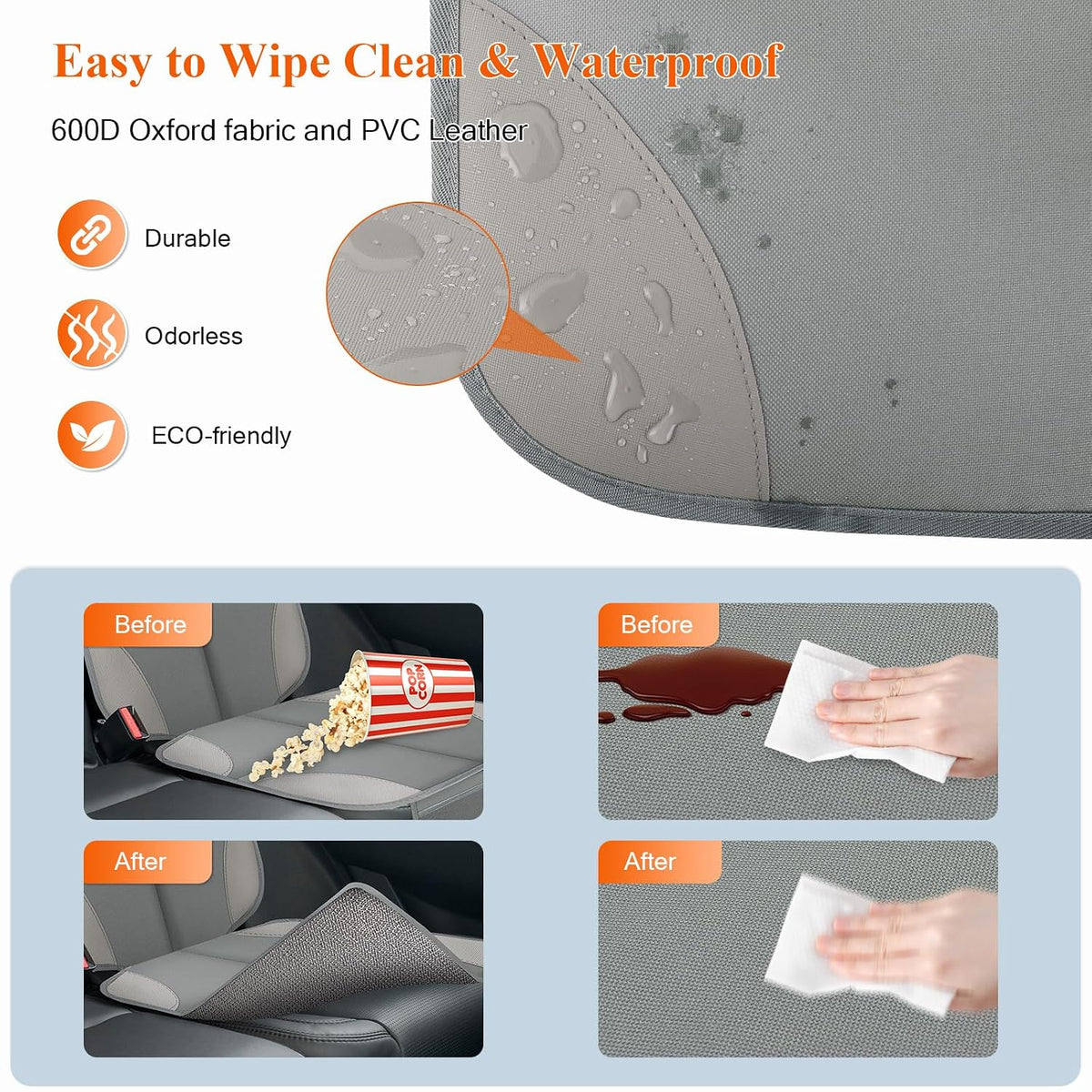 Car Seat Protector for Child Car Seat, 600D Fabric Safe Car Seat Cover with Upgraded Non-Slip Backing, Waterproof Seat Protector Under Baby Car Seat with Thick Padding for Car Back Front Seat