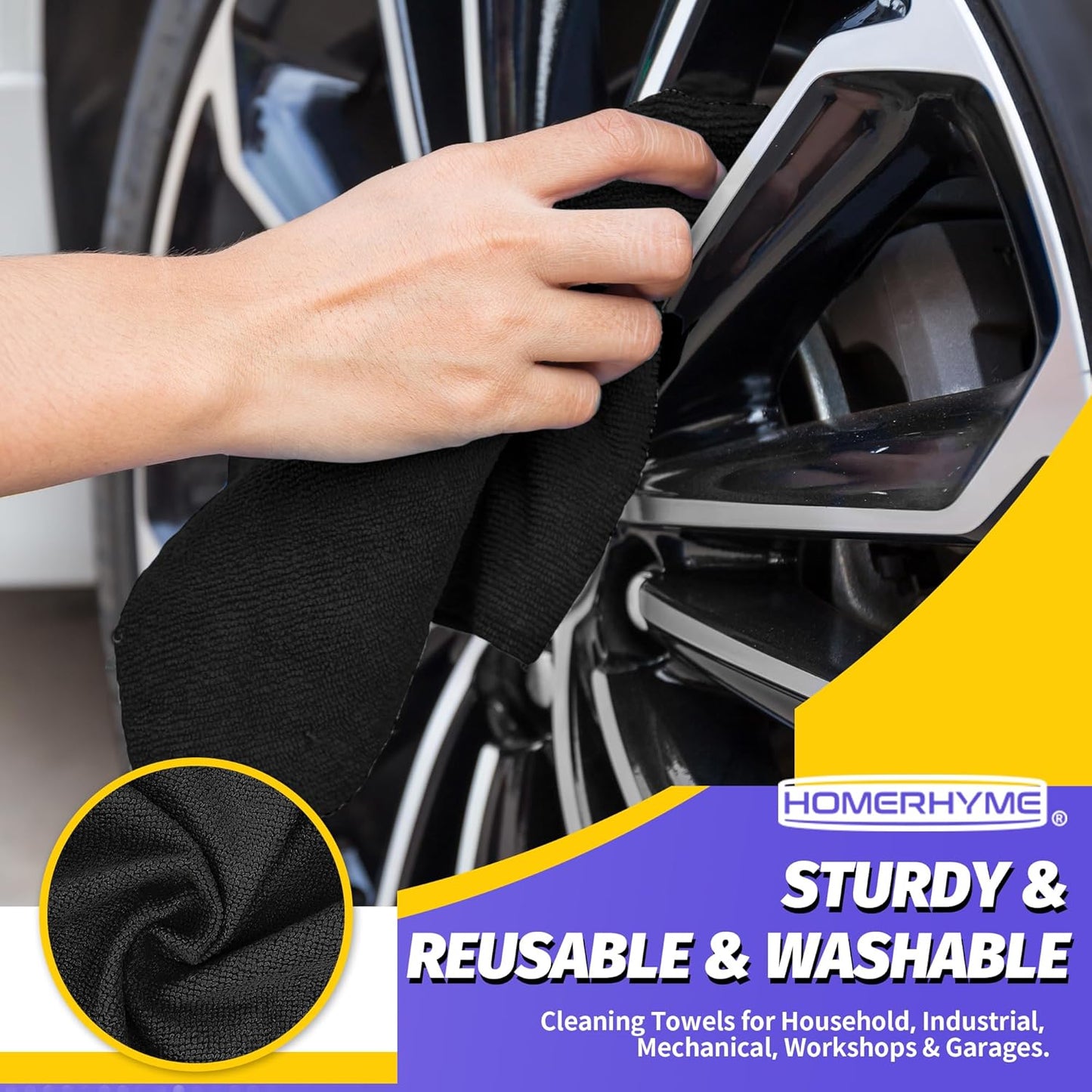 Microfiber Cleaning Cloth, 100 Pack Cleaning Rags Microfiber Towel Bulk Absorbent Lint-Free Wash Cloths, All-Purpose Shop Towels for Cars, Automotive, Garage, Home & Kitchen 11.5"*11.5"