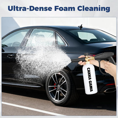 Foam Cannon for Pressure Washer, Industrial Car Wash Foam Sprayer with 1/4 Inch Quick Connector, Adjustable Soap Cannon with 5 Pressure Washer Nozzle Tips for Car Detailing, 1 Liter