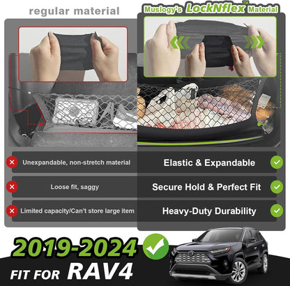 Muslogy Truck Bed Cargo Net Trunk Netting Compatible with 2023-2025 2026 Honda CR-V Accessories, Pickup Cargo Organizer SUV Sedan Storage Net w/Heavy Duty Carabiners - Colors A