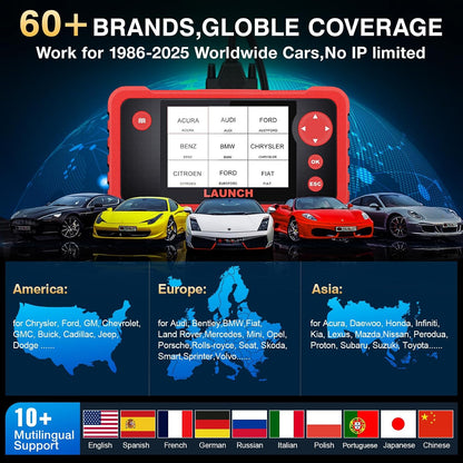 LAUNCH CRP123 V3.0 Elite OBD2 Scanner-2026 New Model Engine/ABS/SRS/Transmission Diagnostic Scan Tool SRS Airbag Code Reader,3 Reset Oil Service/Throttle Relearn/SAS Reset,No Subscription Required