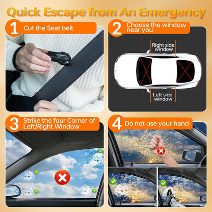 THINKWORK Car Safety Hammer, 3-in-1 Emergency Escape Tool with One Second Window Breaker and Seat Belt Cutter, Safety Emergency Car Escape Tool for Car, Office, Home, Black