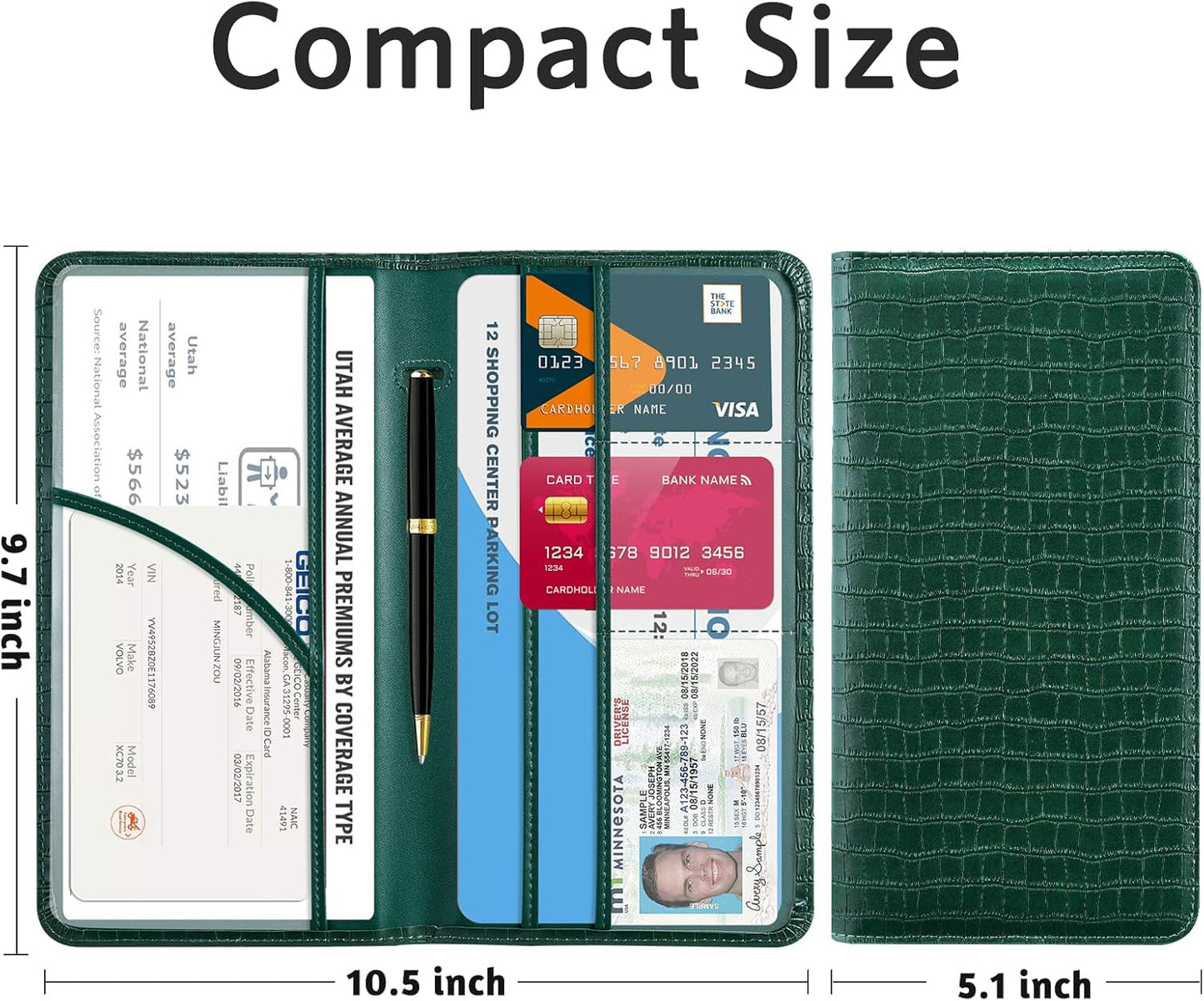 CoBak Car Registration and Insurance Holder - Vehicle Glove Box Car Organizer,Auto Truck Comparment Accessories Case with Magnetic Closure for Driver License,Cards - Colors A