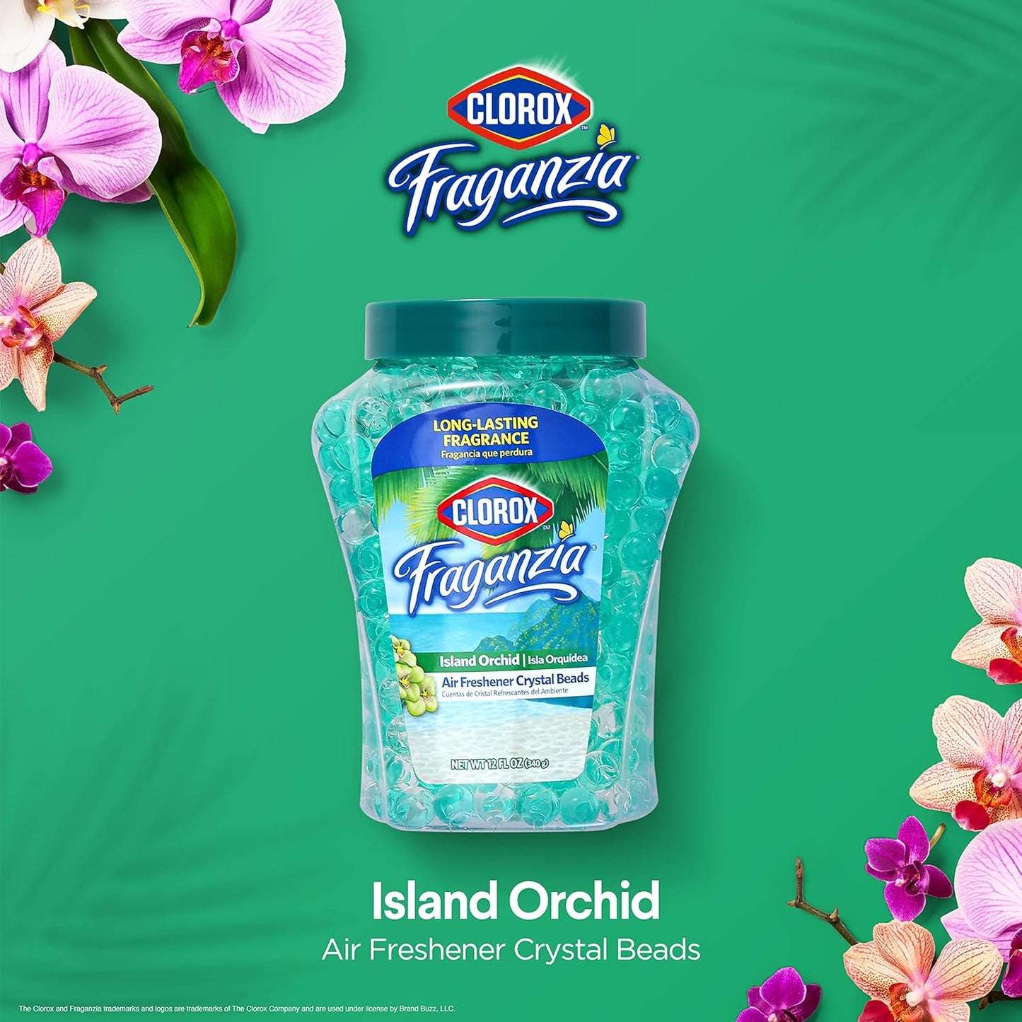 Clorox Fraganzia Crystal Beads Air Freshener, Long Lasting Room Deodorizer and Odor Eliminator Gel Beads to Freshen Home, Car, or Office, Fresh Ocean Breeze Scent, 12 Fl Oz