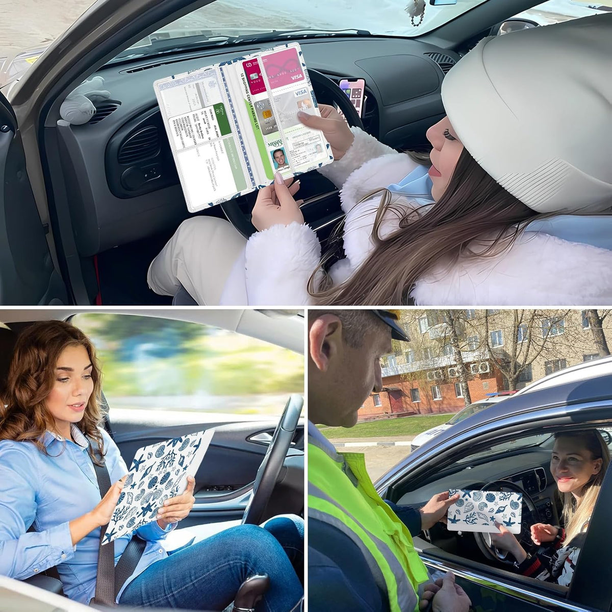 Car Registration and Insurance Holder, Auto Truck Document Holder with Magnetic Shut, Vehicle Glove Box Car Organizer, Interior Car Accessories for Women Men (Bow)