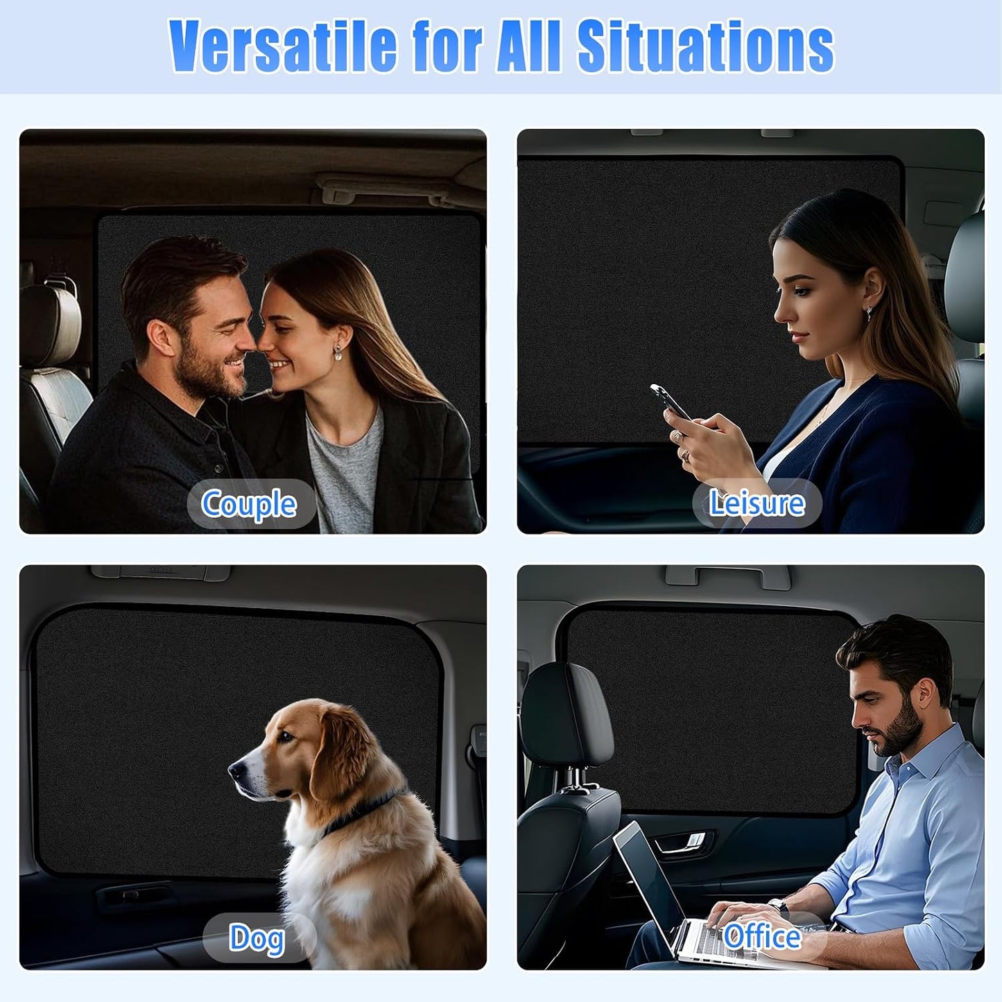 ZATOOTO Suede Car Window Shades 4PCS - Car Window Covers for Ultimate Privacy, UV Protection, and Heat Insulation, Side Window Sun Shade Perfect for Camping, Travel, Baby Safety, and Daily Use