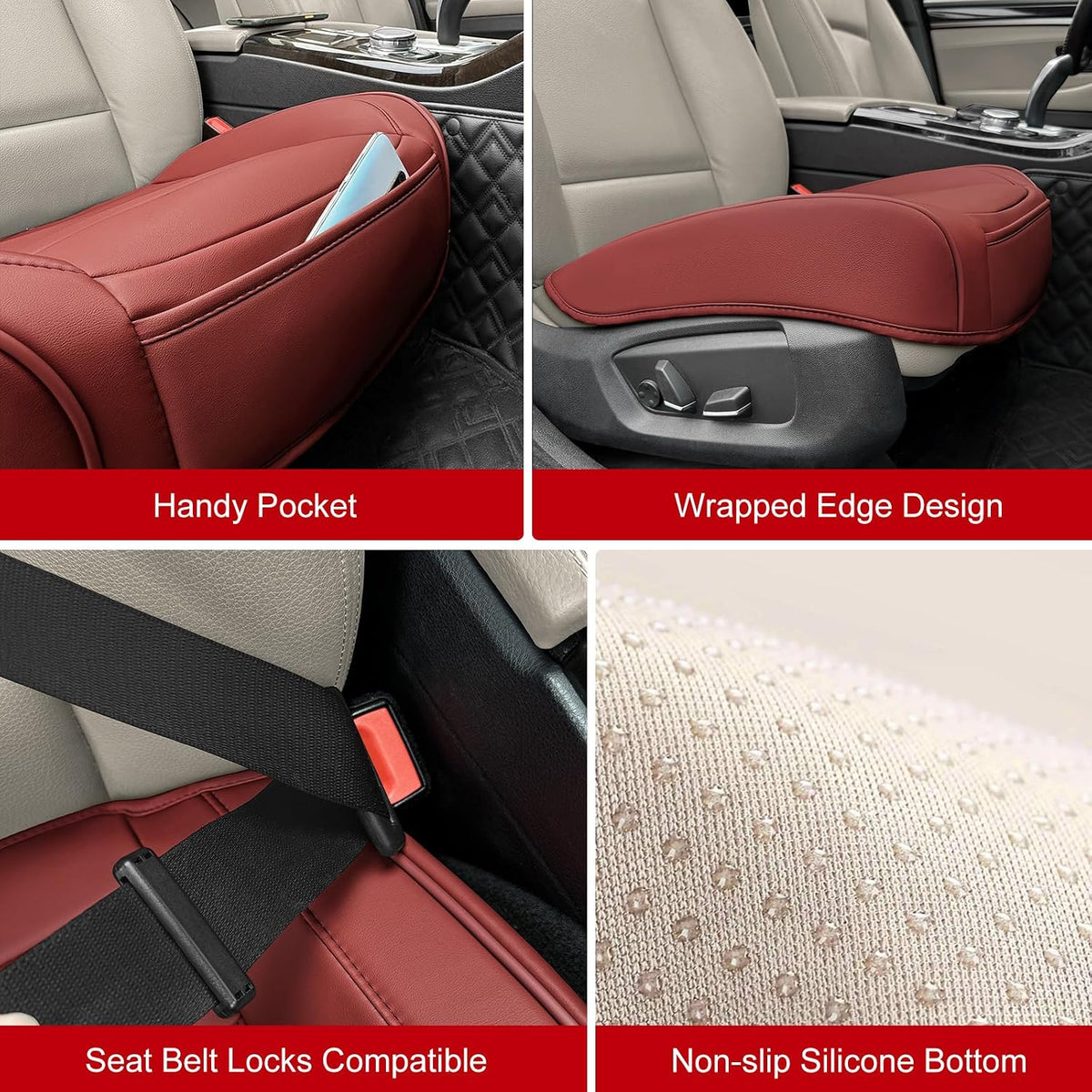 BOPUOVRE Car Seat Cover for Luxury & Comfort - PU Leather, Anti-Slip, Full Wrap Protection with Storage Pocket for Bottom Cushion - Universal Fit for 95% of Vehicles (Black,1 Piece)