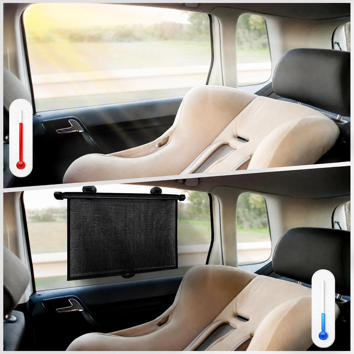 PLTCAT Car Side Window Sun Shades for Baby, 2 Pack UV Protection Breathable Mesh Sunshade, Universal Fit Auto Sun Visor for Kids Pets Travel Privacy Protection (Standard-16''x18'')