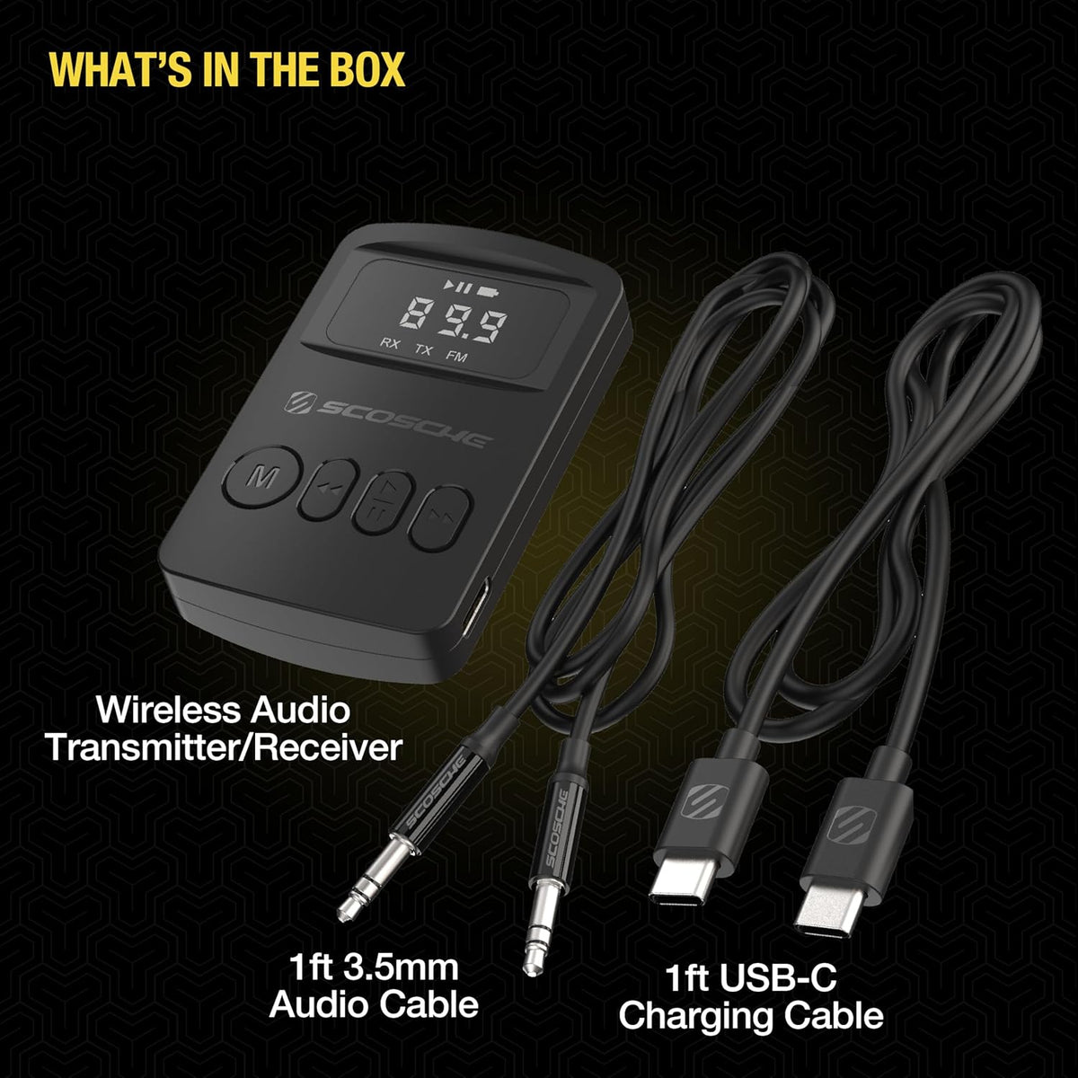 Scosche BTFM9 FM Bluetooth Transmitter Car, Dual 12W USB-C and USB-A Charging Ports, Fast Type C Car Charger, Wireless Radio Bluetooth Adapter, Hands-Free Kit for Calls, Siri and Google Assistant