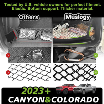 Muslogy Truck Bed Cargo Net Trunk Netting Compatible with 2023-2025 2026 Honda CR-V Accessories, Pickup Cargo Organizer SUV Sedan Storage Net w/Heavy Duty Carabiners - Colors A