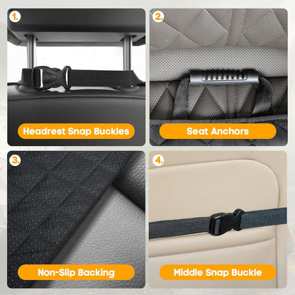 PETICON Waterproof Front Seat Car Cover 2 Pack, Full Protection Dog Car Seat Cover with Side Flaps, Nonslip Scratchproof Captain Chair Seat Cover Fits for Cars, Trucks, SUVs, Jeep, Black