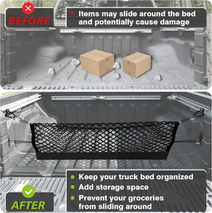 Muslogy Truck Bed Cargo Net Trunk Netting Compatible with 2023-2025 2026 Honda CR-V Accessories, Pickup Cargo Organizer SUV Sedan Storage Net w/Heavy Duty Carabiners - Colors B