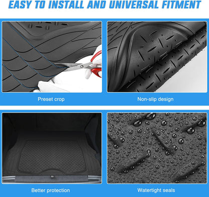 Nilight Rubber Cargo Mats for Cars Trucks SUVs,Universal Trim to fit for Most Vehicles,All Weather Protection Heavy Duty Cargo Liners