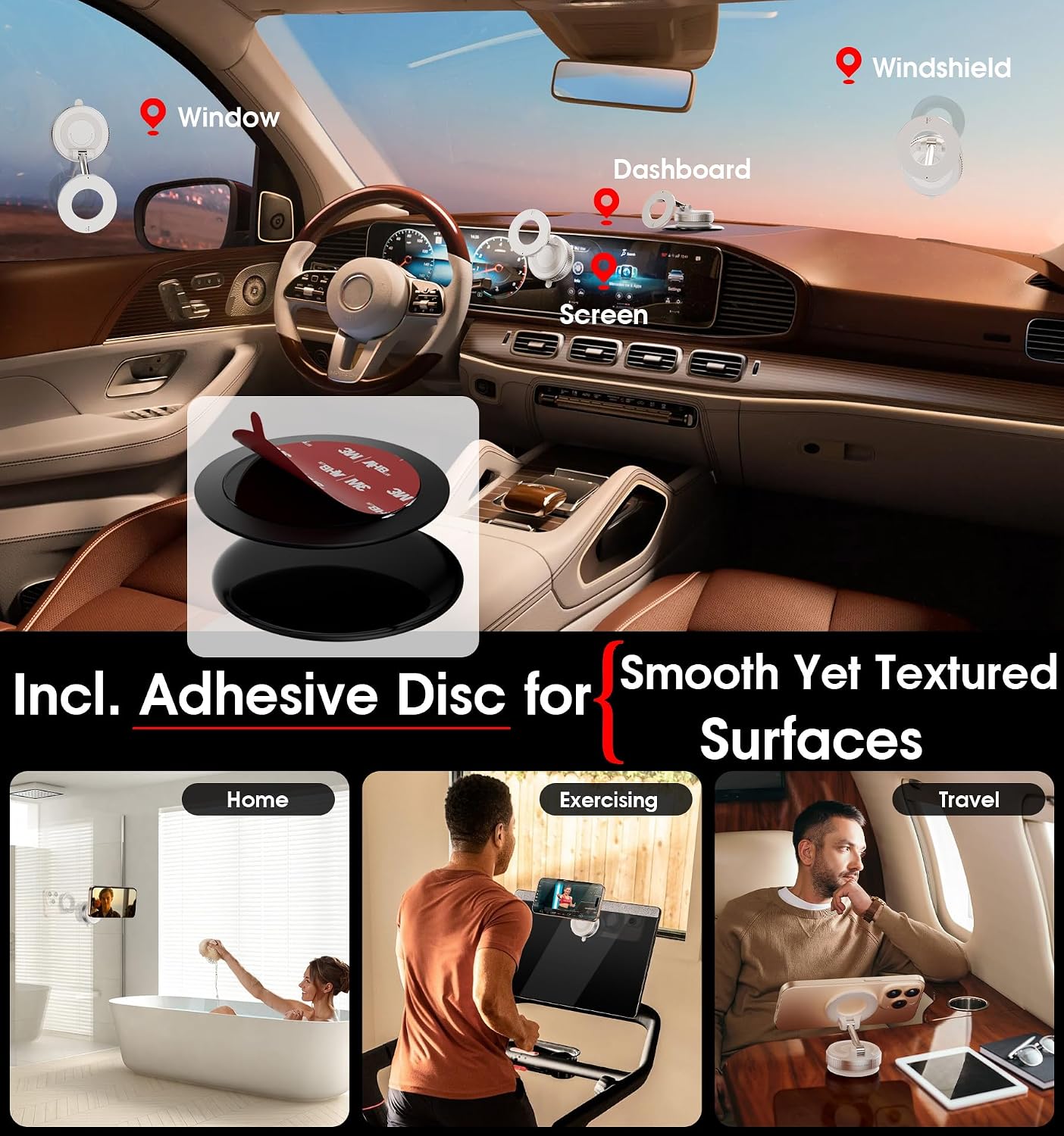 REOKILY 2026 Upgraded Vacuum Magnetic Car Phone Holder 360° Reinforced 96LBS Ultra Suction Cup Phone Mount for MagSafe Cell Phone Holders for Your Car/Gym/Mirror Mount for iPhone & Android
