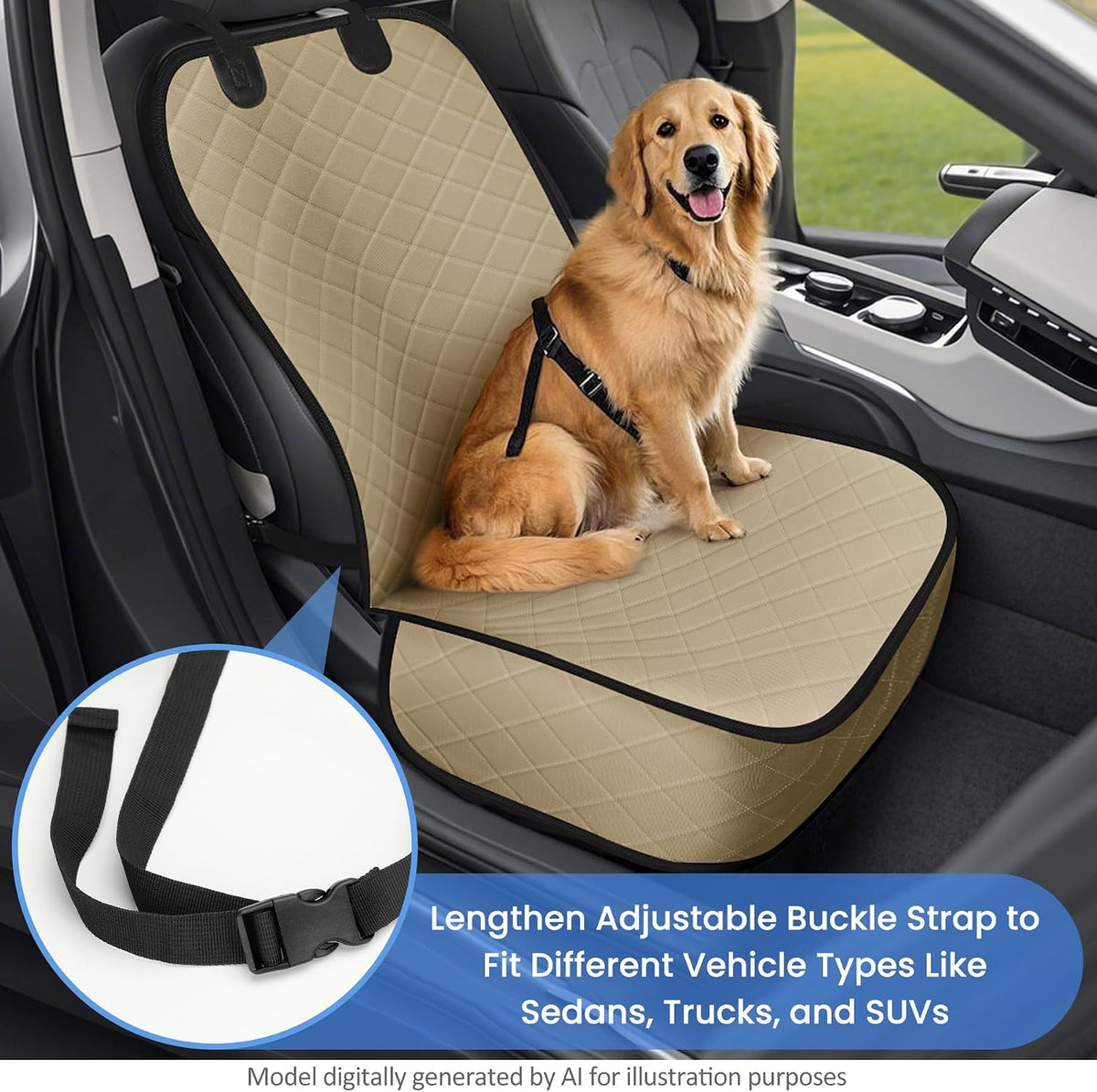 ELONGRIVER Dog Car Seat Covers, Waterproof Front Seat Cover for Dogs, Scratch-Proof, Nonslip Pet Passenger Seat Cover Protector, Universal Fit for Cars Trucks SUVs, Standard Size, Black