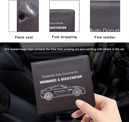 Yourkar 4PCS Car Registration Insurance Holder, Vehicle Glove Box Car Organizer with Magic Tape Closure, Driver License Keeper for Cars, Car Accessories (Big Car, Blue