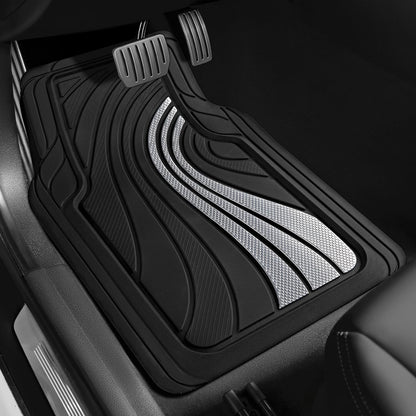 Road Comforts Car Floor Mats Full Set – Front & Rear Car Floor Mats with Aluminum Design, Anti-Slip Backing, All-Weather Protection, Trim-to-Fit Car Mats for Most Sedans, SUVs & Vans -All Pink