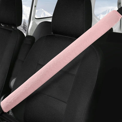 LACDL Extra Long Seatbelt Cover Super Soft Furry for Adults Kids Women & Men, Thick Plush Full Car Seat Belt Strap Cushion, Fluffy Shoulder Pad Protector, Auto Interior Accessories, 1pc, Black, 15.5in