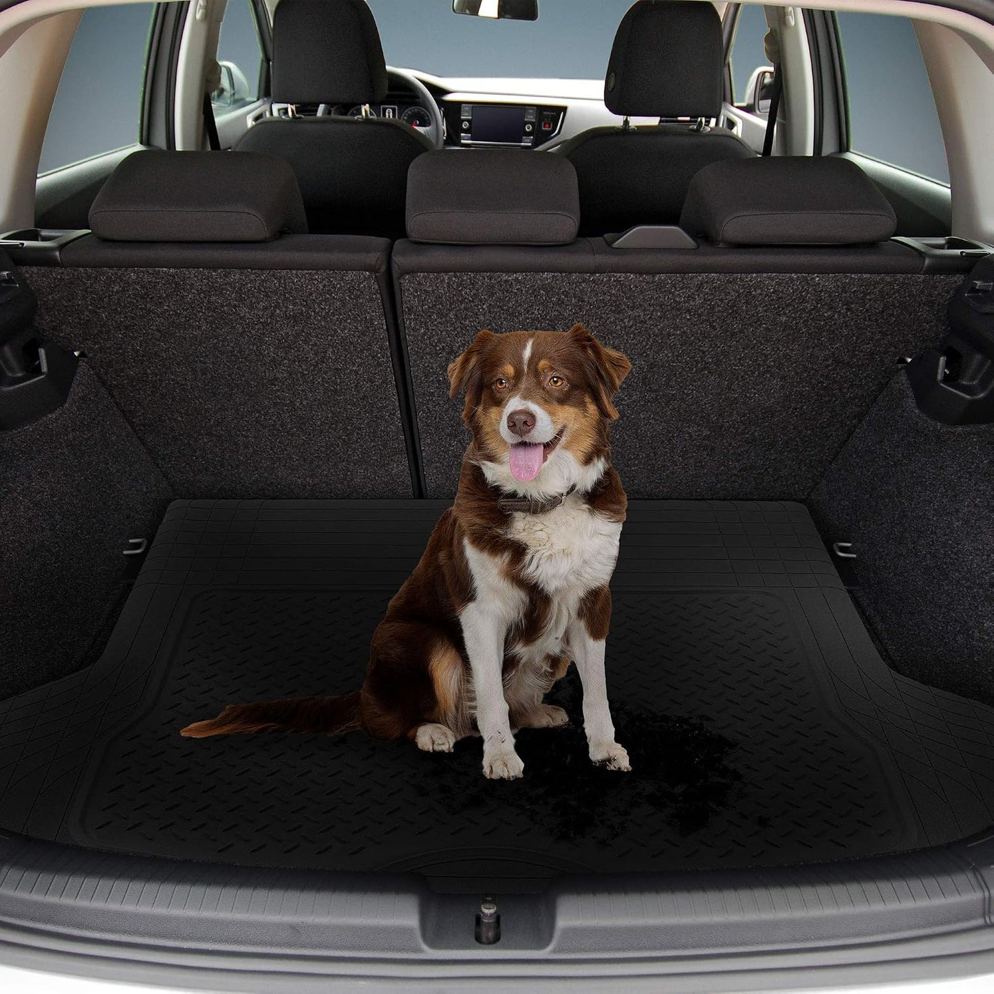 FH Group Automotive Floor Mats Solid ClimaProof for all weather protection Universal Fit Trimmable Heavy Duty fits most Cars, SUVs, and Trucks, 3pc Full Set Black