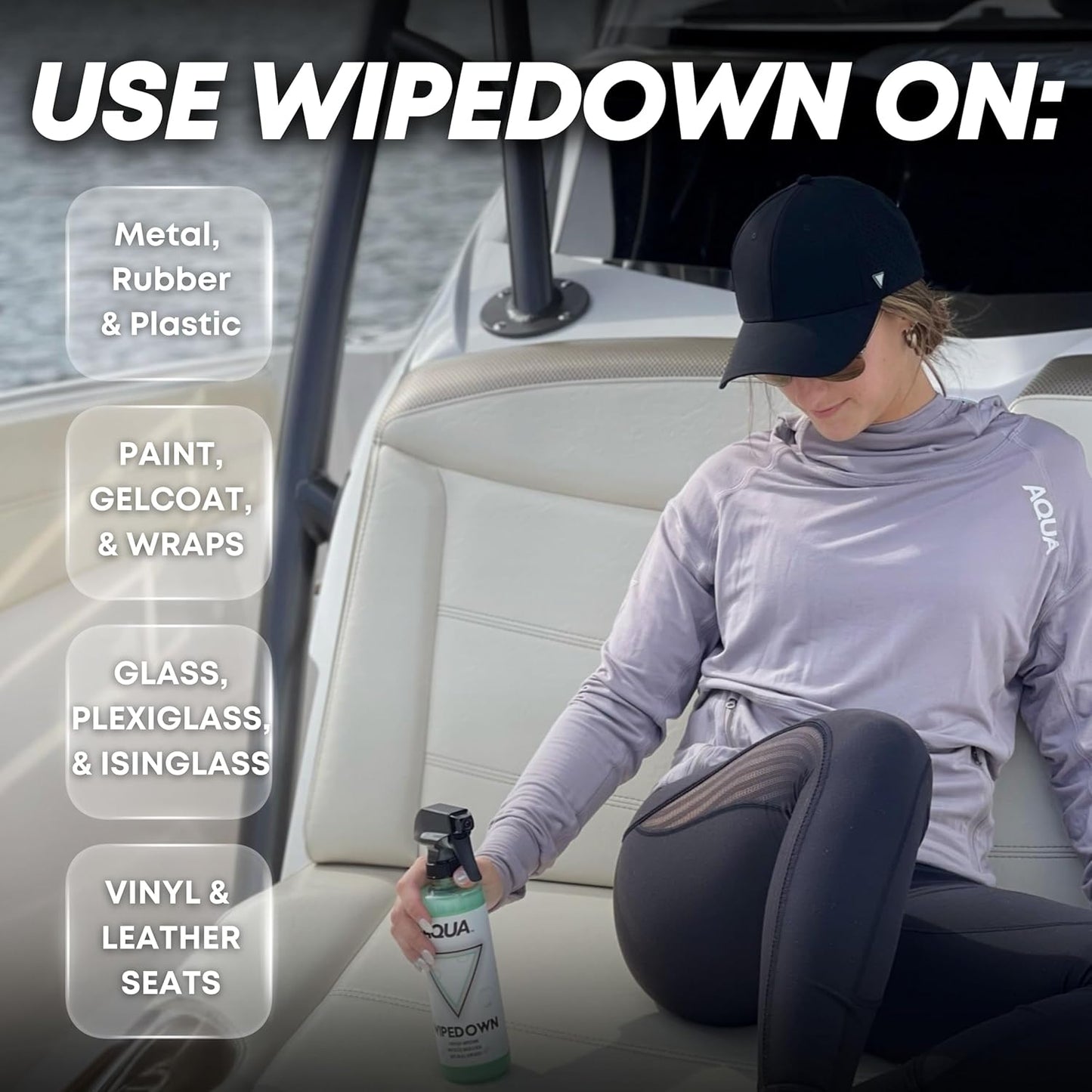 AquaClean WIPEDOWN Ceramic Quick Detailer & Waterless Wash | Car, Truck, Boat, RV, Motorcycle & Off-Road | Hydrophobic Coating | UV Protection | Clean, Shine & Protect | USA Made | 16oz