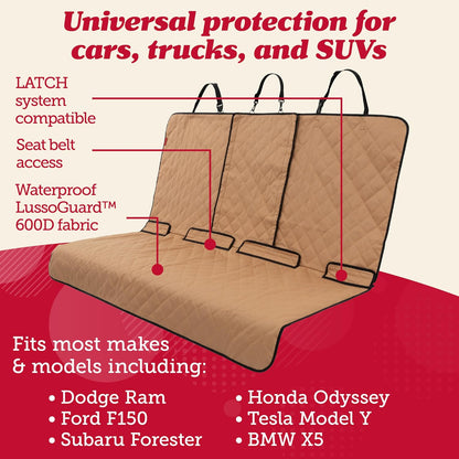 Lusso Gear Dog Car Seat Cover - Waterproof Non-Slip Car Back Seat Protector - Rear Car Seat Cover for Dogs - Universal Fit for Sedans Trucks SUVs - Scratchproof Backseat Car Cover - Machine Washable