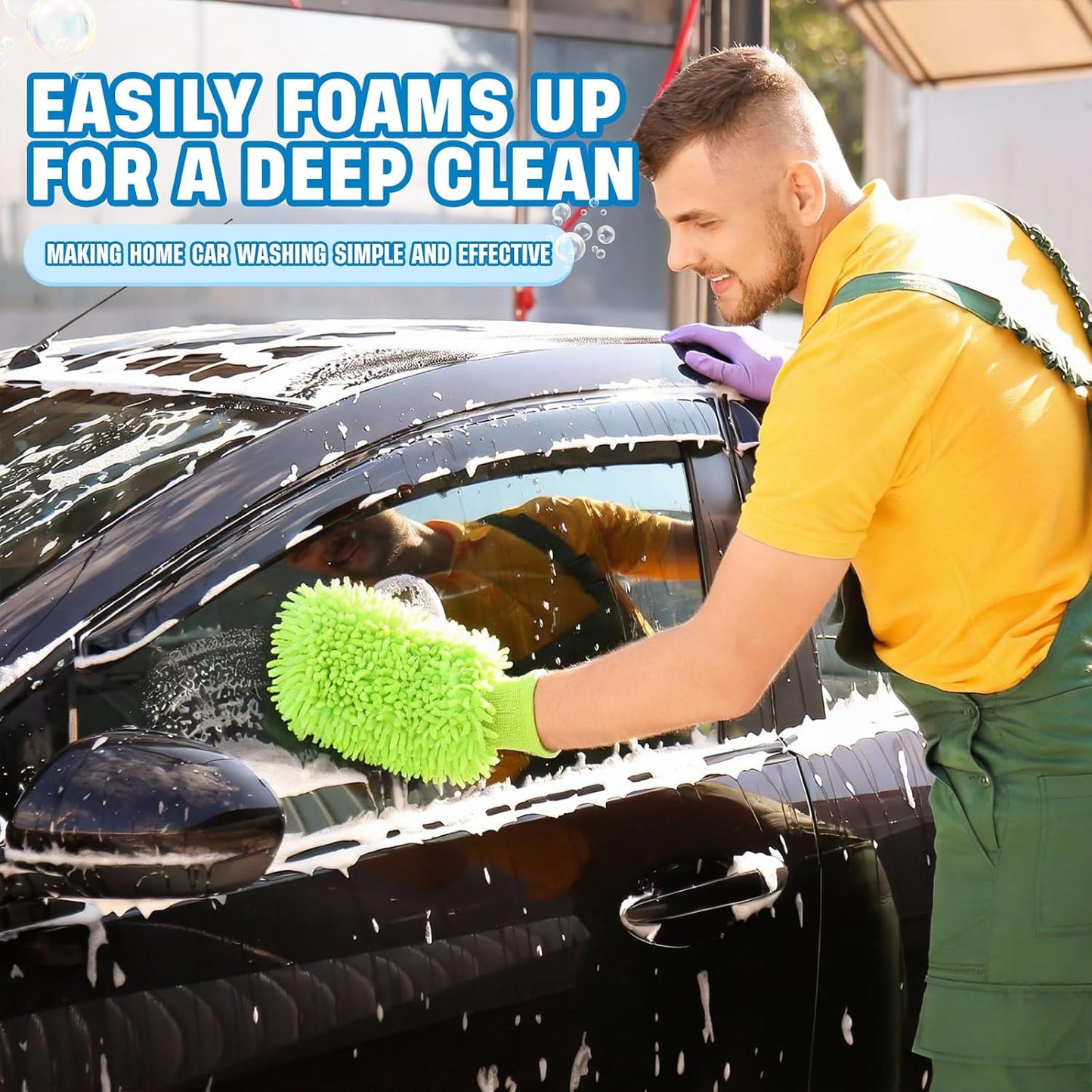 24 Pack Car Wash Mitt Bulk Microfiber, 10'' x 8'' Chenille Car Wash Mitt Gloves, Scratch Free Double Sided No Lint No Marks for Truck SUV and All Vehicle Surfaces (Blue)