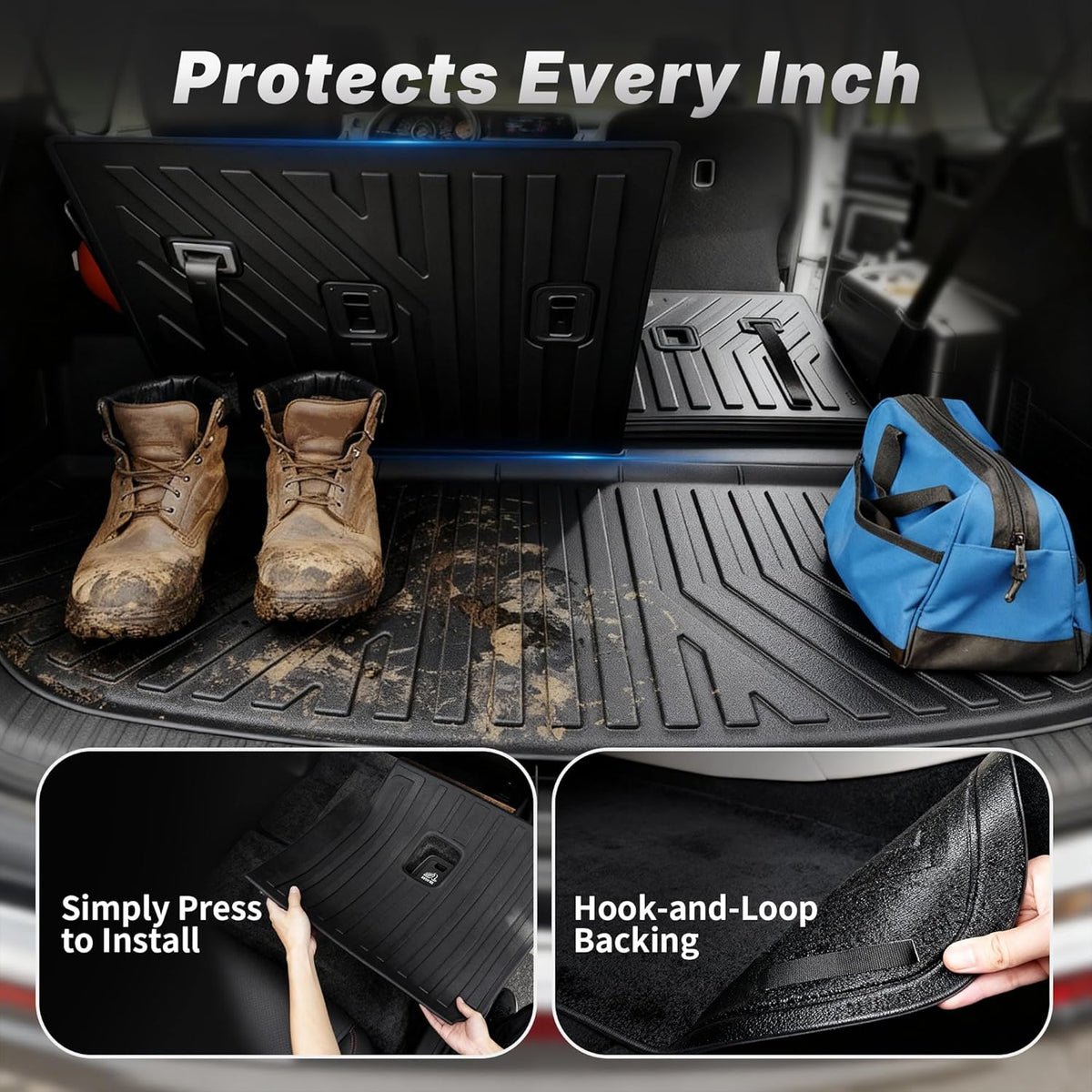 OEDRO Cargo Trunk Liner Fit for 2010-2017 Chevrolet Equinox L/LS/LT/LTZ/Premier& 10-17 GMC Terrain SL/SLE/SLT/Denali, All Weather Custom Fit Anti-Slip Cargo Mat, Black