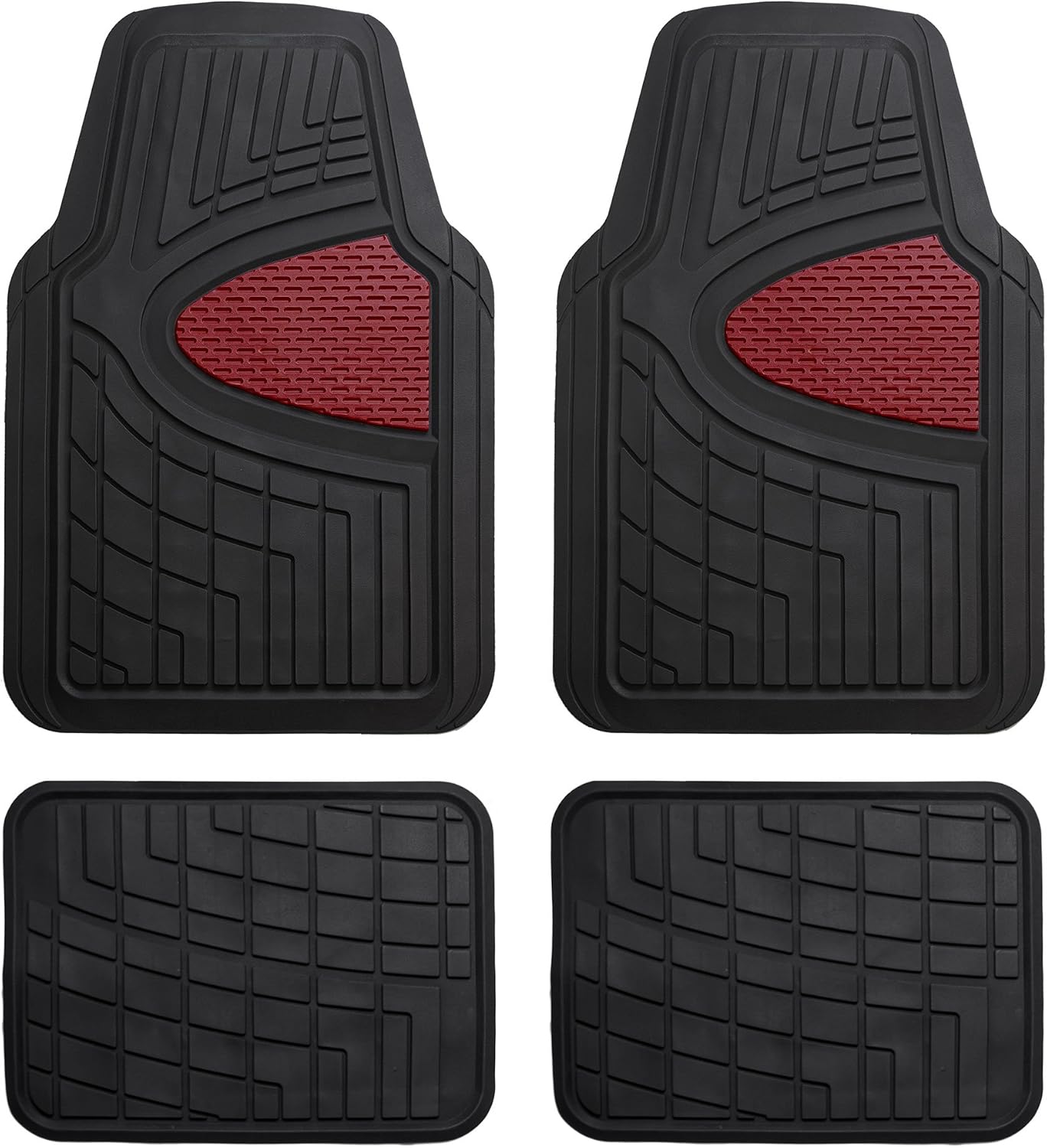 FH Group Automotive Floor Mats - Heavy-Duty Rubber Floor Mats for Cars, Universal Fit Full Set, Climaproof & Trimmable Floor Mats for Most Sedan, SUV, Truck, Black