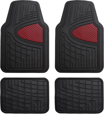 FH Group Automotive Floor Mats - Heavy-Duty Rubber Floor Mats for Cars, Universal Fit Full Set, Climaproof & Trimmable Floor Mats for Most Sedan, SUV, Truck, Black