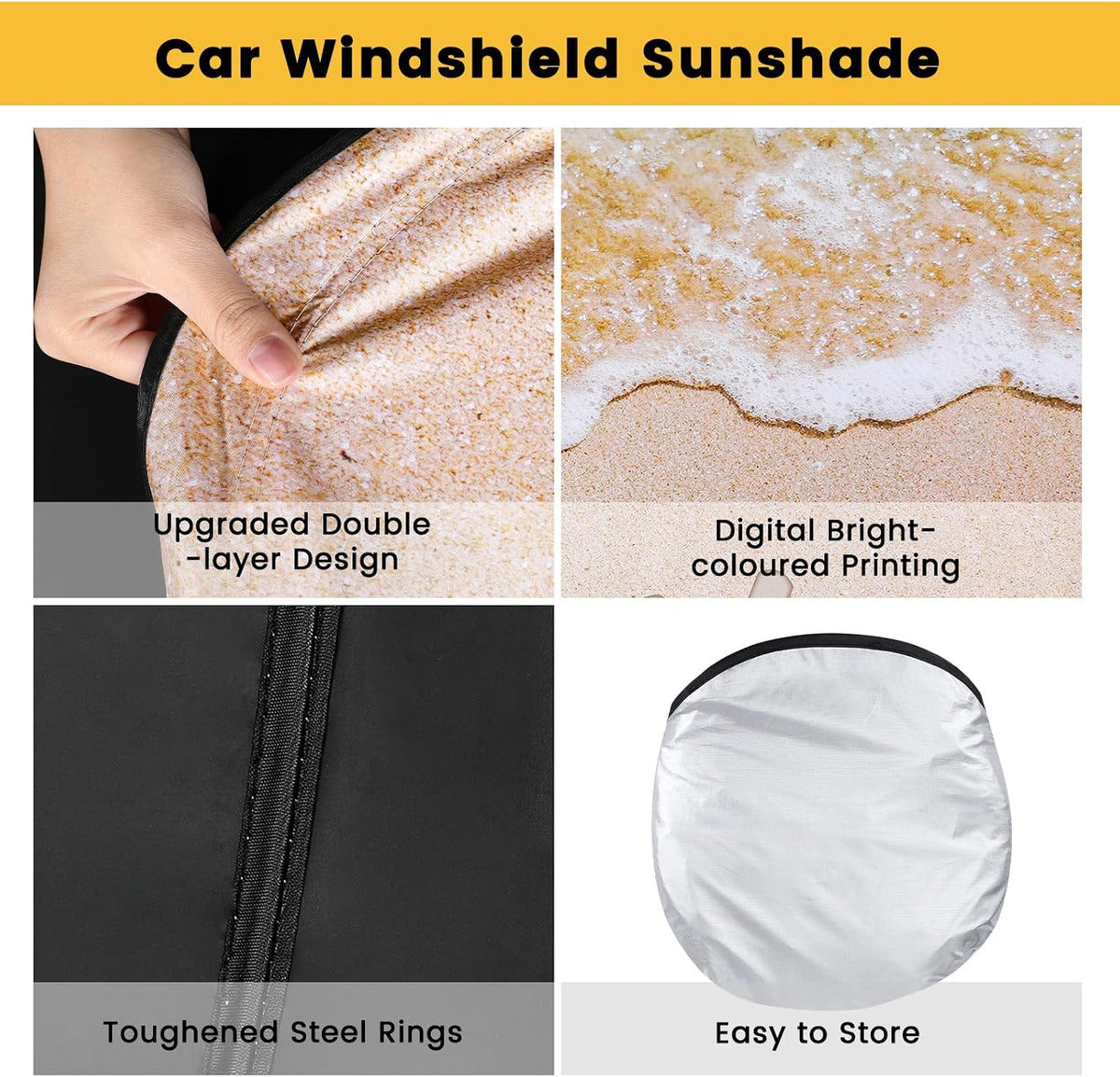 Iridescent Sun Shade for Car Windshield, Foldable Universal Car Windshield Upgrade Sunshade Enhanced UV Rays Reflective Sun Visor Shade Keeps Vehicle Cool