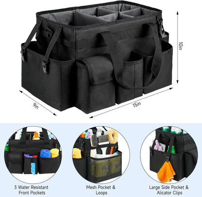 Cleaning Caddy,Cleaning Bag for Housekeepers,Cleaning Supplies Organizer with Handle,Black