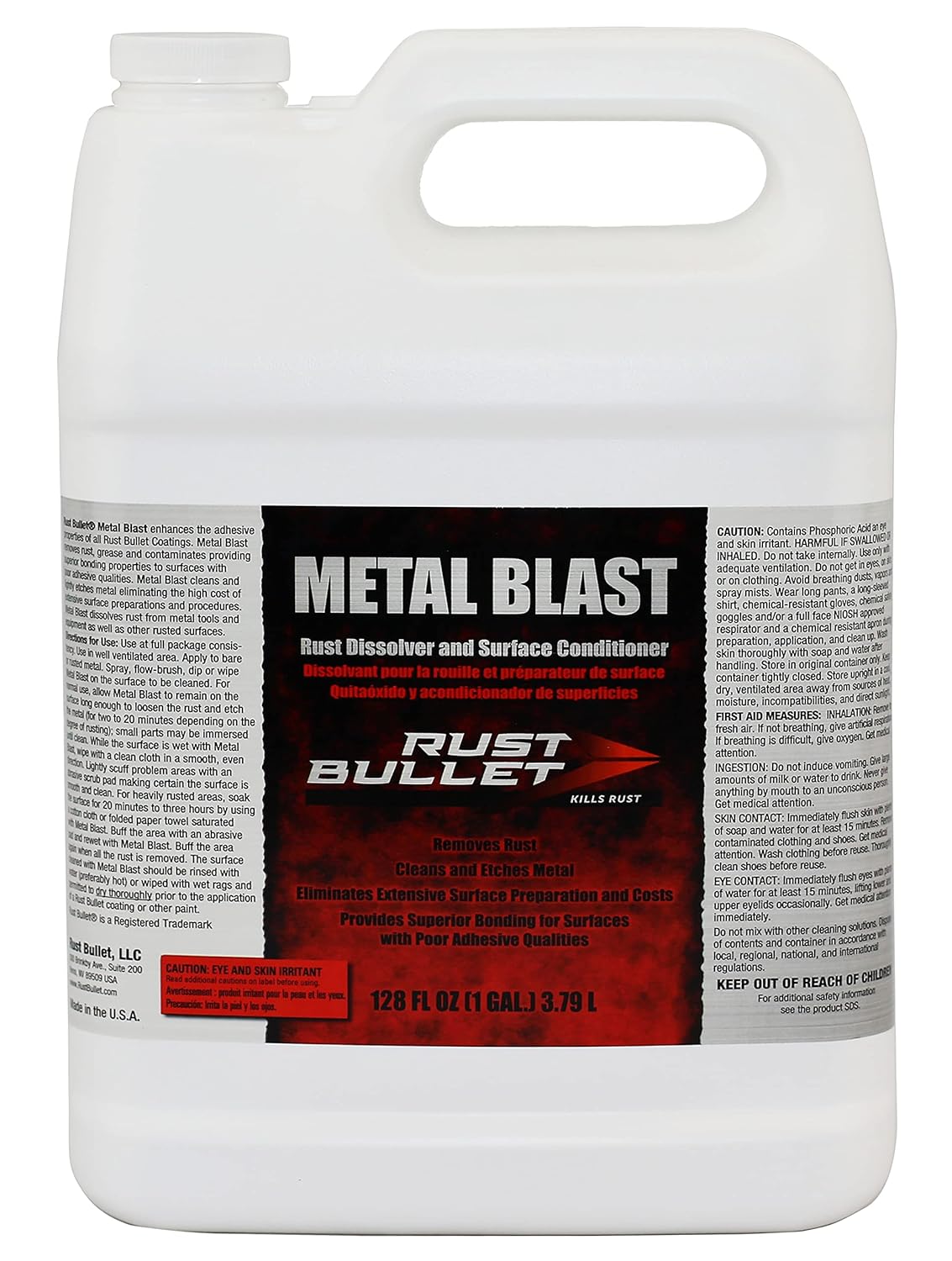 RUST BULLET Metal Blast - 24 Oz - Rust Remover & Metal Prep, Cleaner & Conditioner for Superior Adhesion, Eliminates Grease, Contaminants & Corrosion