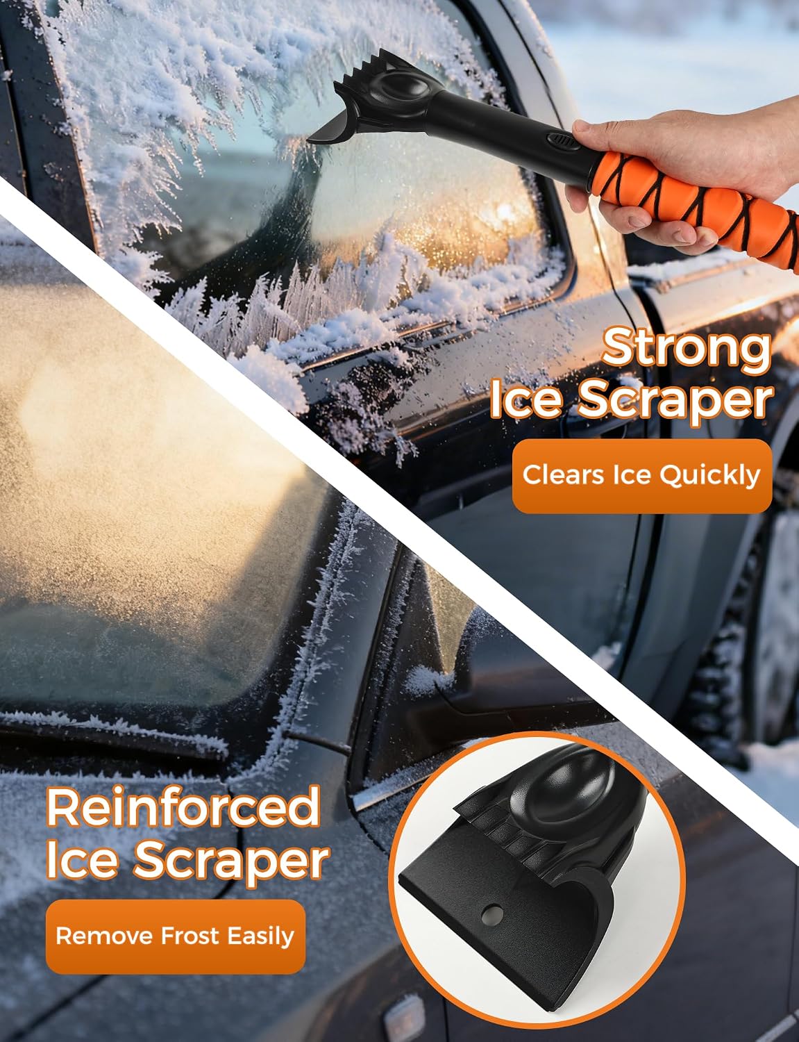 41" Ice Scrapers for Car Windshieldand Extendable Snow Brush with Foam Grip and 360° Pivoting Brush Head for Christmas Car Auto Truck SUV