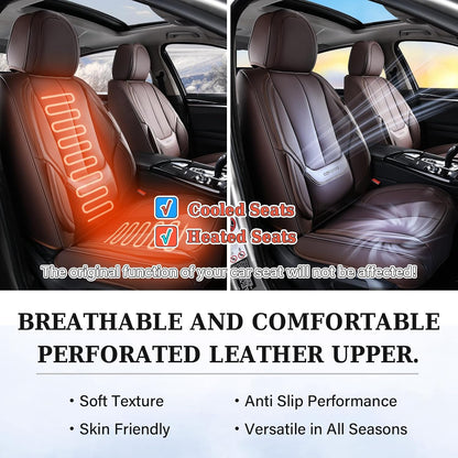 Coverado Seat Covers Full Set, Black Seat Covers for Cars 5 Seats, Car Seat Protector, Waterproof Nappa Leather Car Seat Cushion, Front and Rear Car Seat Cover Fit for Most Sedans SUV Pick-up Truck - Colors A