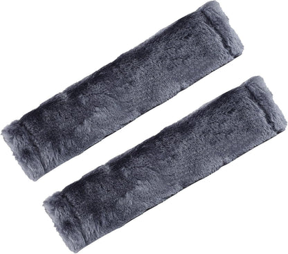 MOONET 2 Packs Car Seatbelt Covers Shoulder Pad for More Comfortable Driving, Universal Seat Belt Cover for Handbag Camera Backpack Straps, Soft Faux Sheepskin Wool Seat Belt Cushion (Beige)