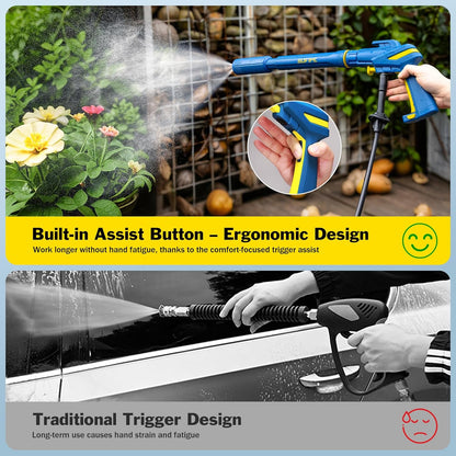 5-in-1 Pressure Washer Gun with Foam Cannon, Built-in 5 Spray Nozzles, M22-14 & M22-15 Adapters, 3/8" Quick-Connect Adapter – Power Washer Gun for Car & Home Cleaning